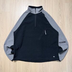 Vintage Nike Fleece 1/4 Zip Up Pullover Jacket Mens XL Black Gray Gorpcore Cozy